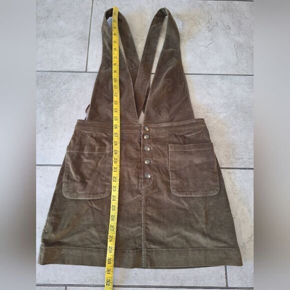 Free People Green Corduroy Mini Dress Size 4 - Picture 5 of 6